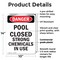 Signmission Portrait Pool Closed Strong Chemicals In Use Danger Sign, Plastic, 10in W x 14in L, 2PK OS-2PACK-DS-P-1014-V-1625 - alternate 5